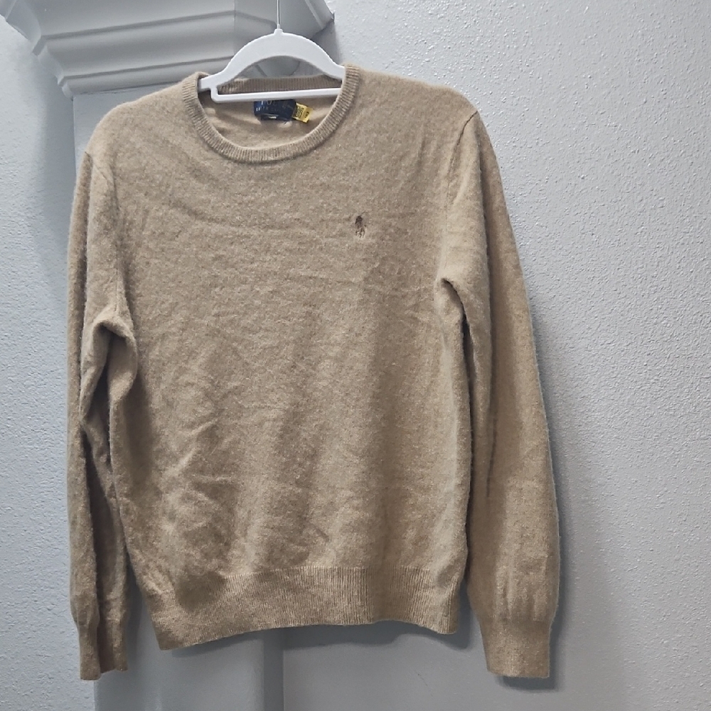Ralph Lauren Men's Tan Crewneck Cashmere Sweater